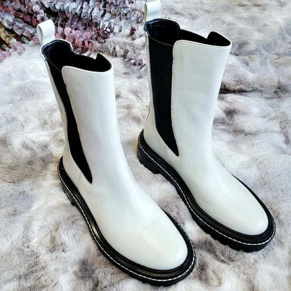 💋LAST DAY!!💋Tory Burch Ivory Leather Benton Boots size 8 - FINAL PRICE - Picture 2 of 11